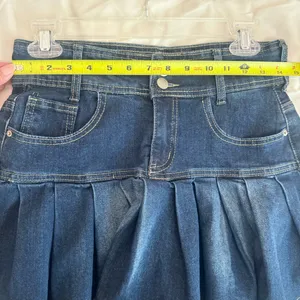 SheIn Dark Blue Pleated Denim Ultra Mini Skirt Size Medium thumbnail 6