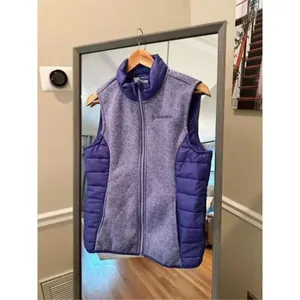Free Country Women's Fleece Quilted Hybrid Vest Grey Purple Large thumbnail 2