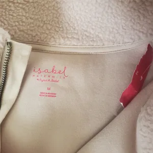 Maternity NEW Sherpa collared 1/ 2 zip sweatshirt in cream by Isabel Maternity thumbnail 5