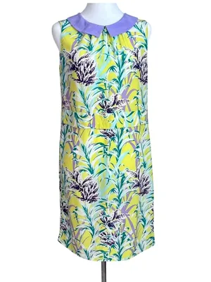 Kate Spade NY Silk Yellow Floral Neal Relaxed Shift Mini Dress Size 2 READ thumbnail 2