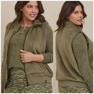 {4X} Torrid Happy Camper Green Faux Fur Vest thumbnail 1
