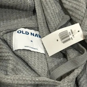 NEW Old Navy Grey‎ Waffle Knit Hooded Sweater Holiday Cabincore Cozy Unisex M thumbnail 6