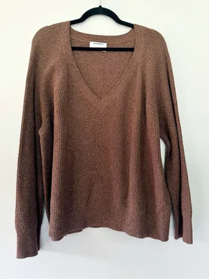 Old Navy Good V-Neck Pullover Sweater Espresso Bark Brown Size XL thumbnail 5