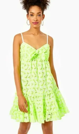 LILLY PULITZER BRIANA FIT FLARE EYELET LACE GREEN DRESS size 00 NWT MSRP $218 thumbnail 1