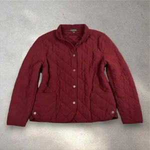 Great Northwest Quilted Fleece Jacket Women's L Red Peter Pan Granny Cabincore thumbnail 3