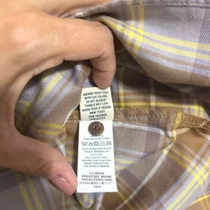 L.L.Bean Whisperweight Flannel Popover Shirt Minimal Gray Plaid Cotton 523202 L thumbnail 7
