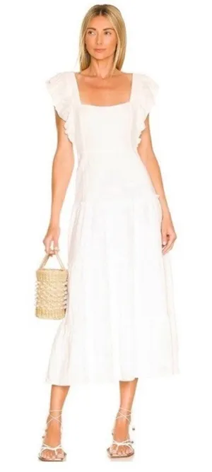 Show Me Your Mumu Lovely Midi Dress in White Linen.Size S thumbnail 1