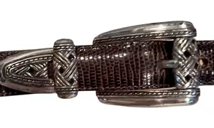 Brighton Belt , brown textured with silvertone hardware size small thumbnail 1