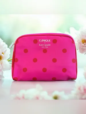 Kate Spade X Clinique Limited Edition Pink Polka Dot Cosmetic Travel Bag, NEW thumbnail 2