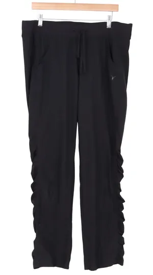Old Navy Pants Womens L Activewear Black Ruched Side Good thumbnail 1