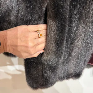 Black Faux Fur Vintage Jacket Sz M thumbnail 5
