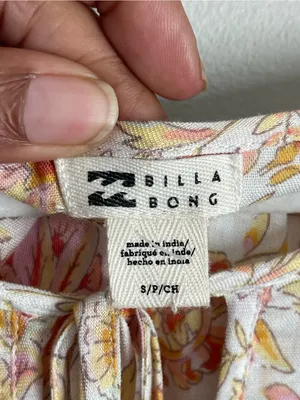 BILLABONG Boho Floral Tie-Neck Peasant Top Sz S thumbnail 7