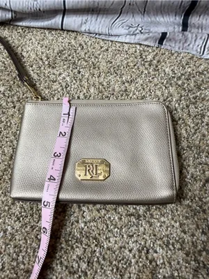Lauren Ralph Lauren taupe metallic wristlet thumbnail 5