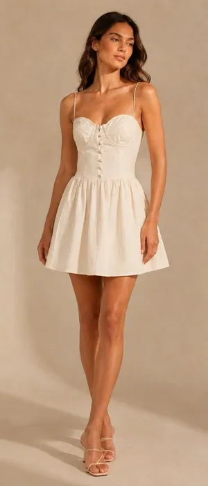 L'Academie Simone Mini Dress Women Small Ivory Cotton Corset Balletcore Revolve thumbnail 1