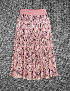 Metrowear Pink Abstract Pleated Midi Skirt Petite M thumbnail 1