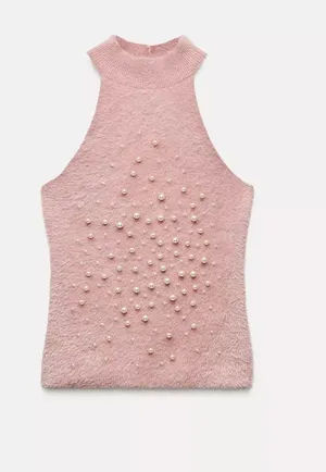 Zara Pink Pearl Top thumbnail 1