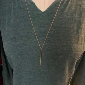 Long Bar Drop Necklace Pendant Gold thumbnail 2