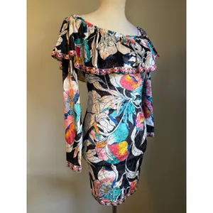 Flying Tomato Velvet Floral Off Shoulder Ruffle Mini Dress Y2K resort‎ sexy boho thumbnail 3