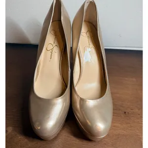 Jessica Simpson Platform Stiletto Heels Gold Metallic Women's Size‎ 8.5 thumbnail 2