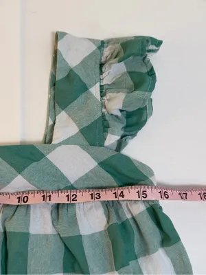 Entro Green Gingham Mini Dress Women’s Small Flutter Sleeve Cottagecore thumbnail 5
