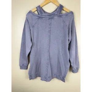 Pilcro Crossover Pullover Sweatshirt Women XXS Long Sleeve Purple Cozy Oversized thumbnail 5