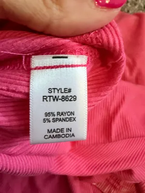 Zenana relaxed fit oversized ribbed short sleeve flowy top size s/m hot pink NIB thumbnail 9