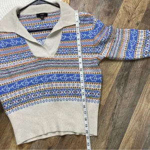 J Crew Fair Isle Sweater Retro 70s-Inspired Womens XS Lambswool Blend​ thumbnail 5