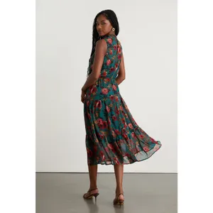 NWT Lulus In My Dreams Teal Multi Floral Print Midi Dress Cruise Resort Size XL thumbnail 3