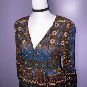 Altar’d State Bohemian Long Sleeve Floral Print Mini Dress thumbnail 5