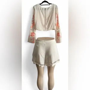 H&M Cream and Pink Floral Skirt Set thumbnail 2