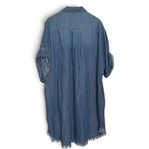 Workshop Woman Tencel Denim Shirt Dress Blue Frayed Hem Plus Size 2X NWT thumbnail 2