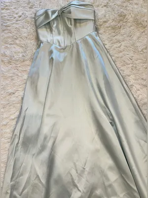 NEW Alfred Sung Bow Strapless twist cuff neck gown mint green D888 sz 6 thumbnail 5