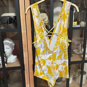 Free People Floral Ribbed Bodysuit plunge vneck sleeveless tank open back sexy thumbnail 2