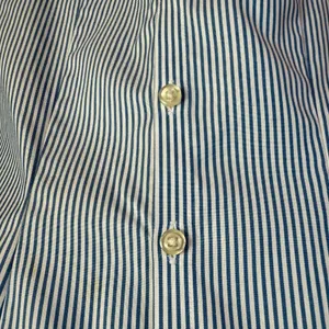 Lands' End pinpoint oxford blue and white stripe button down collared shirt 6 thumbnail 6