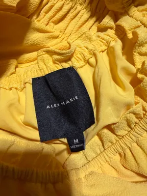 Alex Marie Bentley pebble crepe scoop neck Sleeveless Yellow Tiered Dress medium thumbnail 9