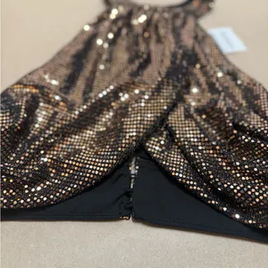 Black and Gold Sequin Halter Top thumbnail 3