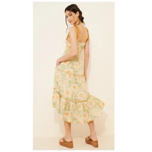 Free People Adriel Tie Strap Tiered Midi Dress Size Small thumbnail 5