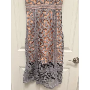 ELLIATT Tingle Lace Midi Dress‎ Lavender Crochet V-Neck Cocktail XS thumbnail 6