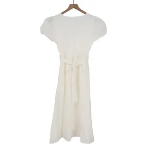 Lulus Sicily Sweetheart Midi Dress Womens Medium White Button-Front Puff Sleeve thumbnail 5