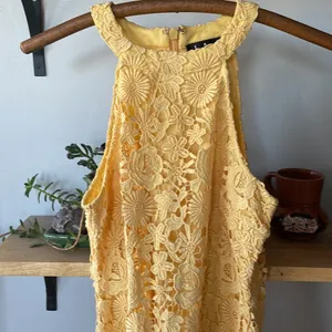 Lulu’s Love Poem Butter Yellow Lace Mini Dress Size Small thumbnail 6