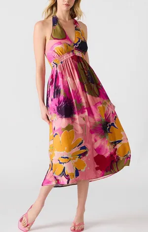 Steve Madden Women's‎ Piper Printed Halter Sleeveless Midi Dress thumbnail 1