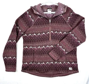 The North Face 1/4 Zip Women’s L Nordic Pattern Red/Brown Pullover Sweater-knit thumbnail 1