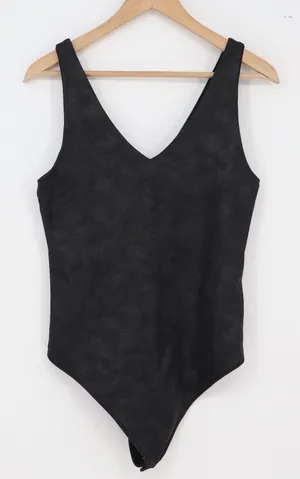 Abercrombie & Fitch Bodysuit Womens Medium Soft A&F Black Faux Leather Excellent thumbnail 1