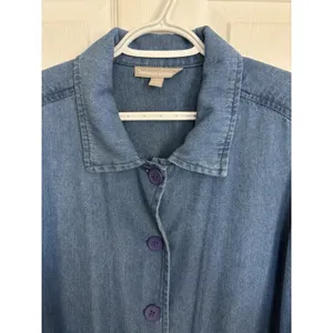 Woman Within Chambray Denim Cotton Chore Jacket Size 18/20 Pockets Barn Coat thumbnail 4