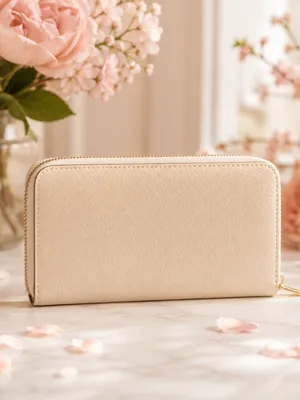 Kate Spade Saffiano Leather Zip Wallet Beige Cream 12 Card Slots NWT thumbnail 3