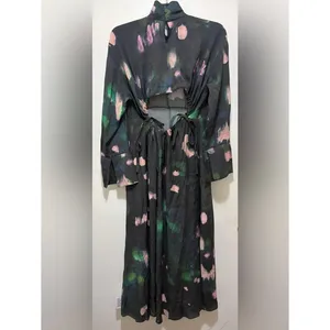 ASOS‎ Edition High Neck Long Sleeve Ruched Tie Back Detail Maxi Dress NWT thumbnail 3