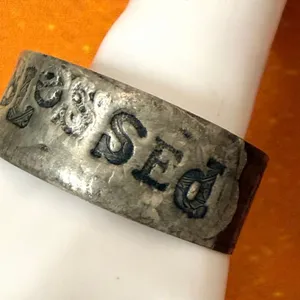Vintage Handmade Copper BLESSED Mixed Metal Wide Cuff Bracelet thumbnail 9