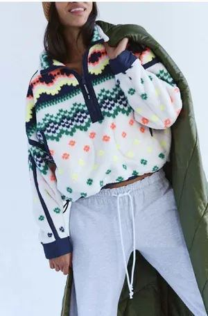NWT Free People Mountain High Fleece Jacket Isle Knit Medium thumbnail 1