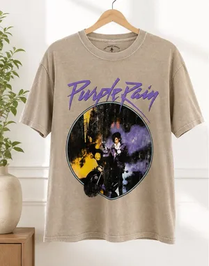Title 🎸 Official Prince Estate 'Purple Rain' Vintage Graphic T-Shirt - Beige/Tan (Size M/L) ☔️🏍️ thumbnail 1