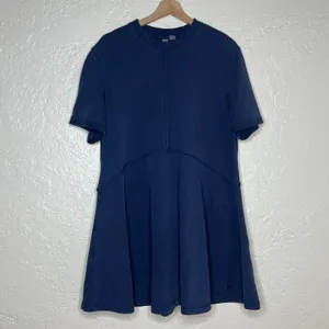 Sweaty Betty Revive T-Shirt Dress Navy Blue Crewneck Trapeze Seam Detail US 12 L thumbnail 2